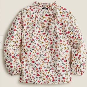 J. Crew Scalloped tie neck top in vintage floral 💐 NWT